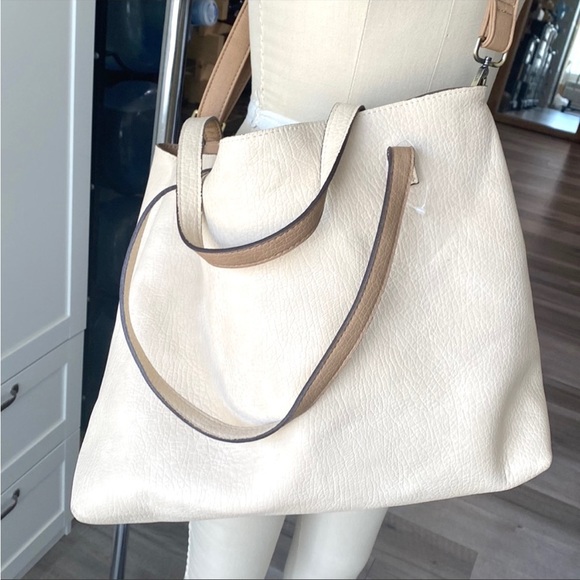 NWOT Free People 3 in 1 Cream Slouchy Tote - Picture 2 of 12